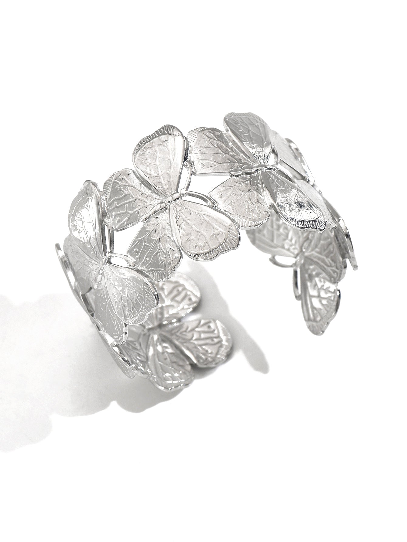 Platinum Plated Floral Carved Bracelet
