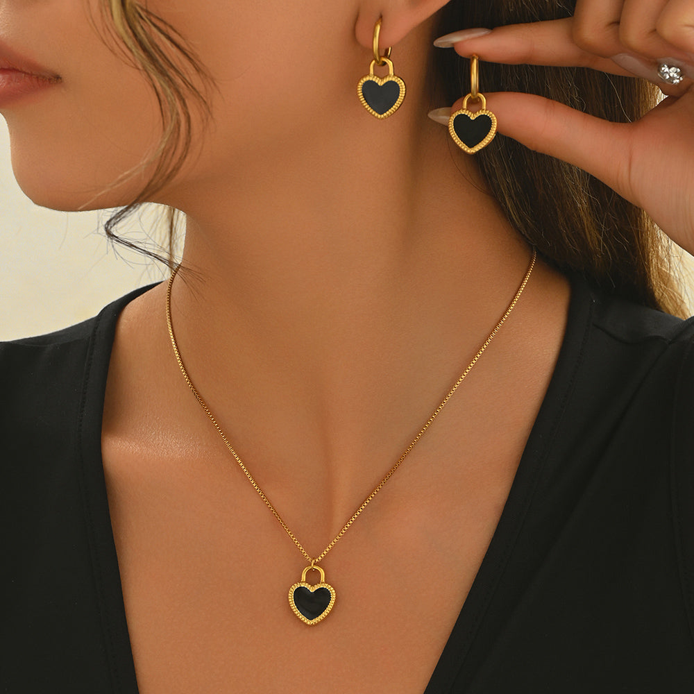 18K Gold Plated Heart Mirror Jewelry Set