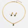 18K Gold Plated Green Heart Jewelry Set