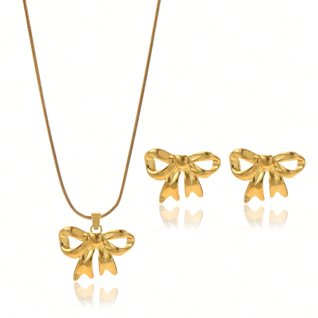 18K Gold Plated Bow Jewelry Set