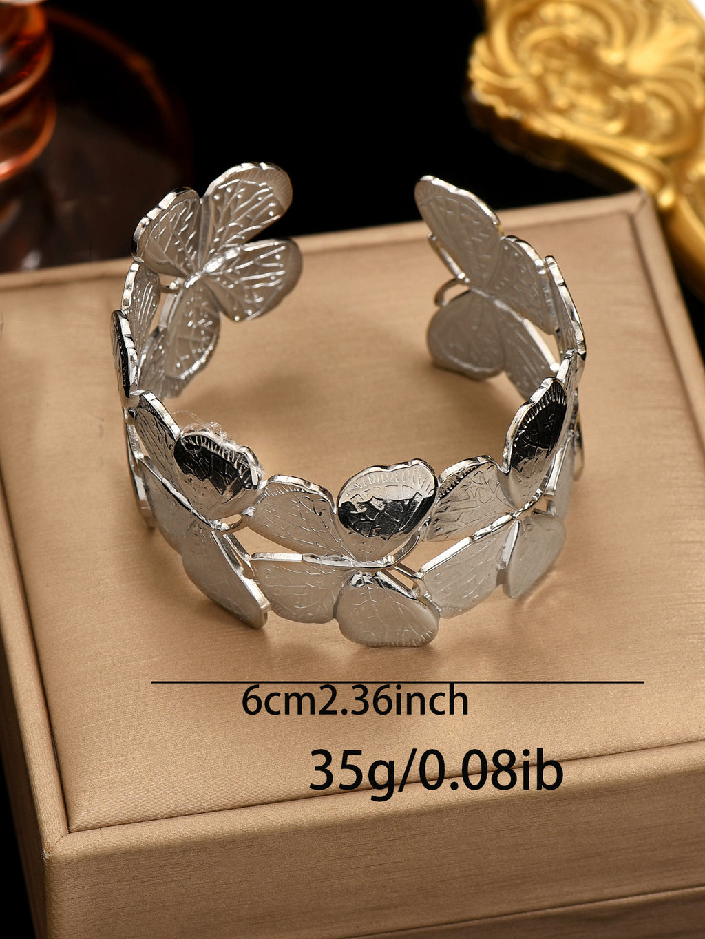 Platinum Plated Floral Carved Bracelet