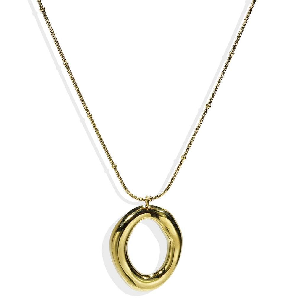 18K Gold Plated Oval Pendant Jewelry Set